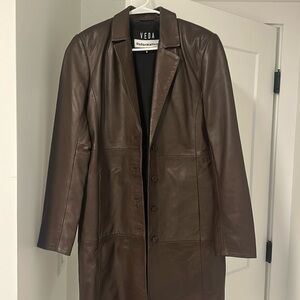 Reformation Veda Brown Lamb Leather Trench Coat Jacket Size S Small